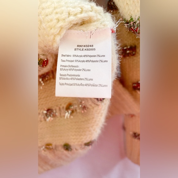 NWT Anthropologie MOTH Cream Knit Sweater w/ Metallic Sparkly Weave. Small - Picture 9 of 11